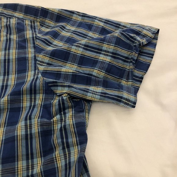 Hunt Club Size Large XL Cotton Plaid Button Up Shirt Short Sleeve Collared - Picture 4 of 9